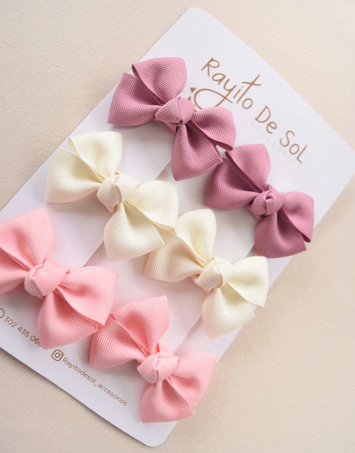 Set x3 pares de pinzas Moño Lety mini
