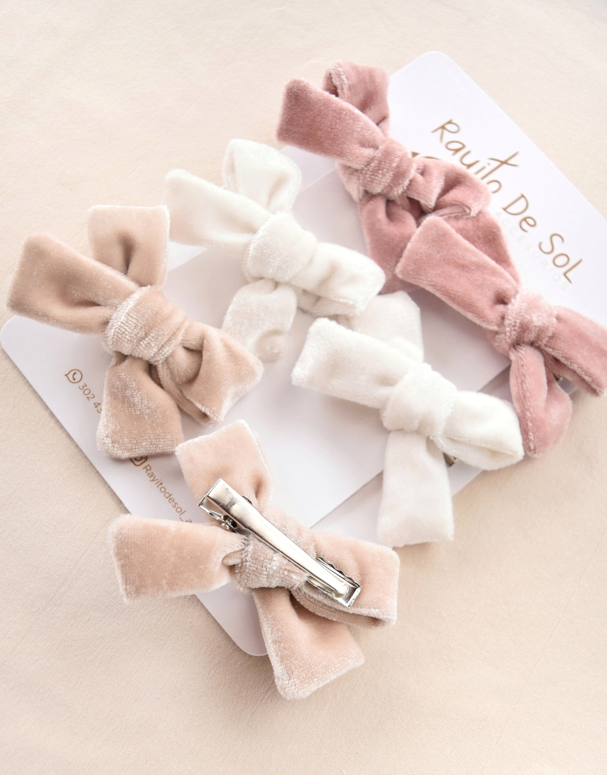 Set x3 pares pinza Moño velvet mini