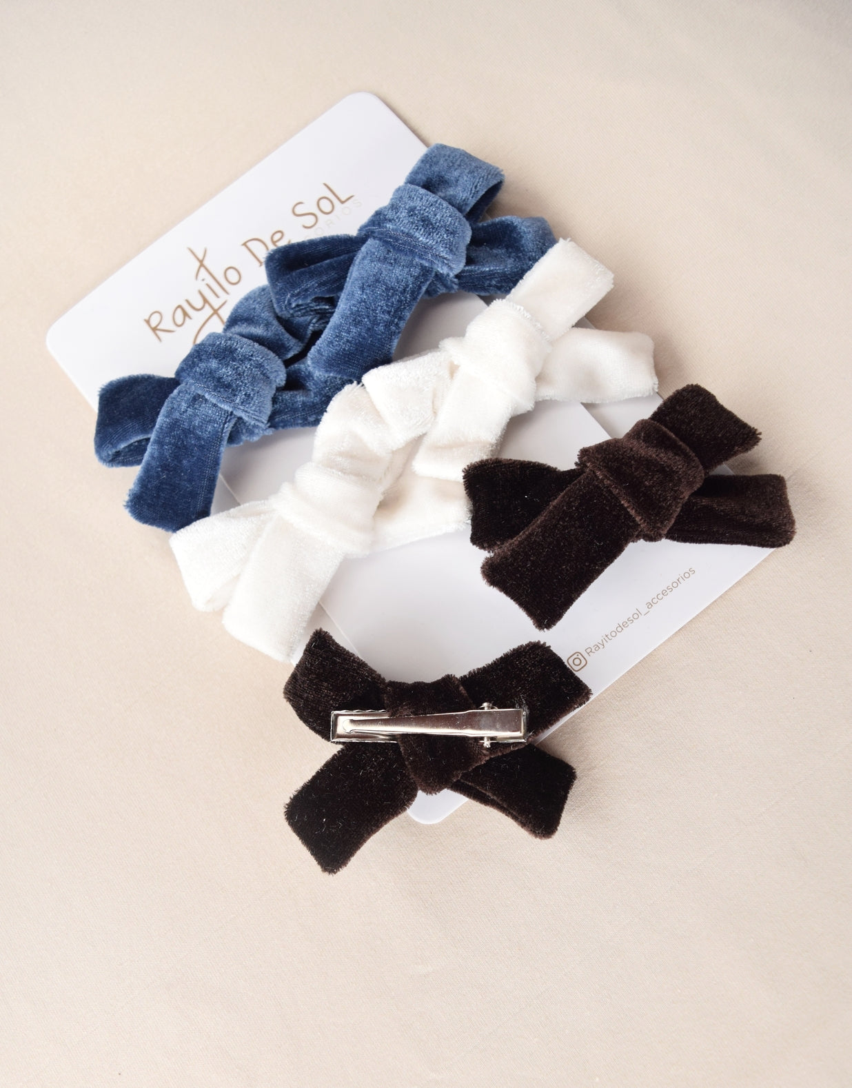 Set x3 pares pinza Moño velvet mini