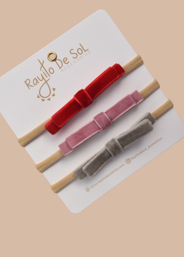 Set x3 cintillos Moño Oriana navideños