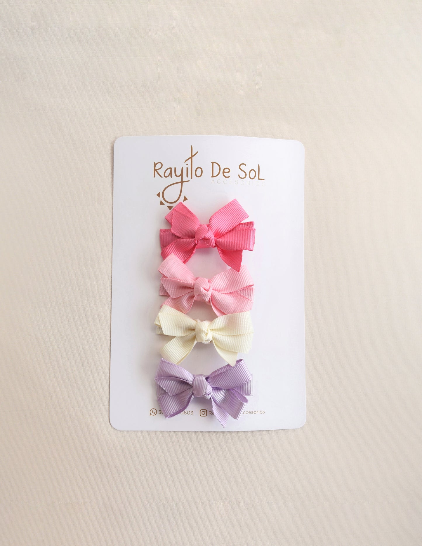 Set x4 Pinzas moño Ani pink