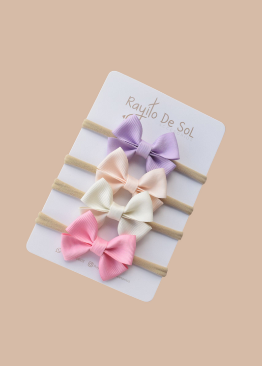 Set x4 cintillos Moño Frida tonos pastel