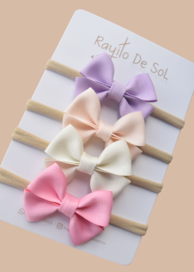 Set x4 cintillos Moño Frida tonos pastel