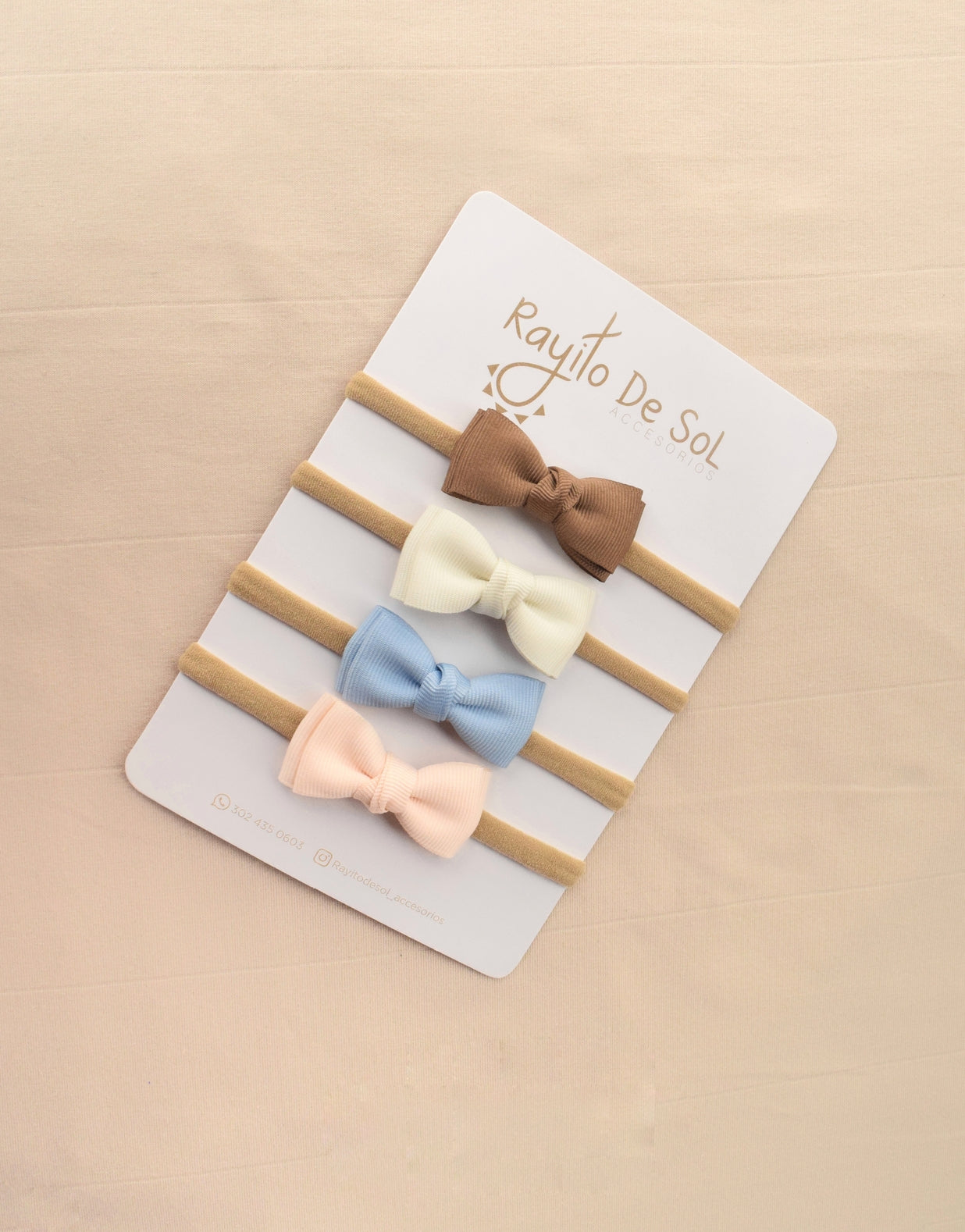 Set x4 cintillos Moño Meli tonos pasteles