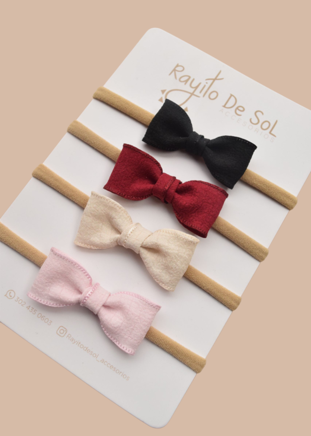 Set x4 cintillos Moño Helena