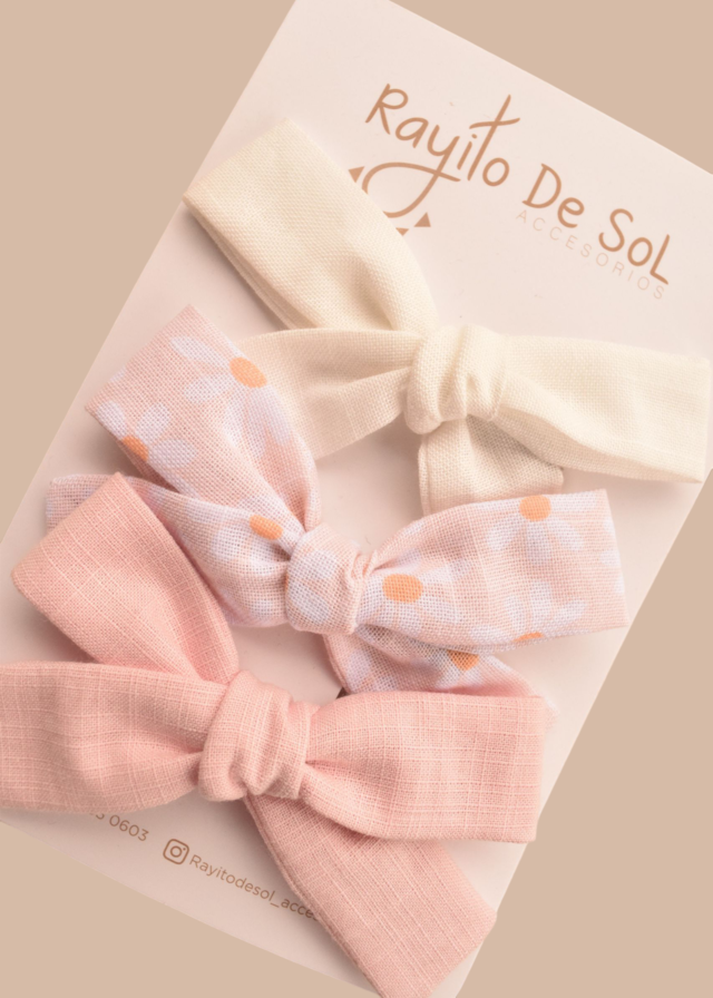Set x3 Moño Skinny Classic Pink