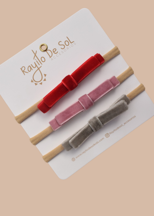 Set x3 cintillos Moño Oriana navideños