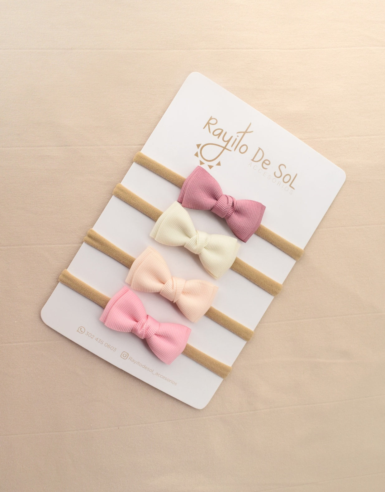 Set x4 cintillos Moño Meli tonos pink