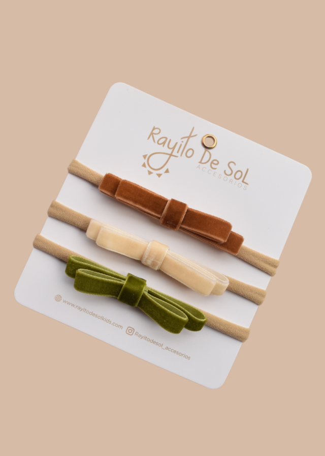Set x3 cintillos Moño Oriana navideños