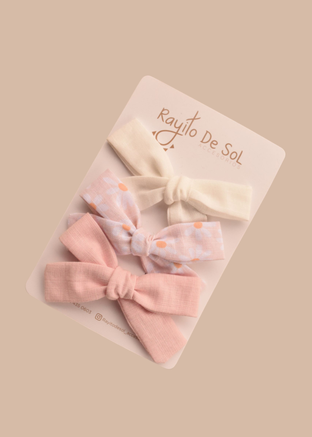 Set x3 Moño Skinny Classic Pink